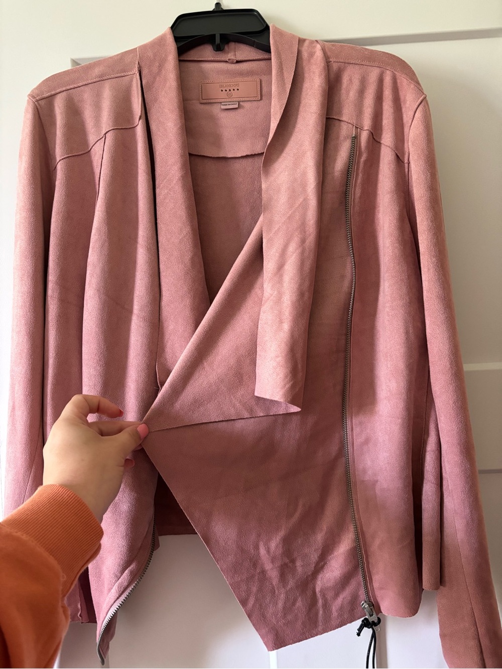 Blank NYC Dusty Rose Faux Suede Open Drape Jacket